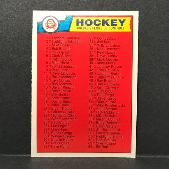 1983-84 OPC HOCKEY #134 CHECKLIST - Picture 1 of 2